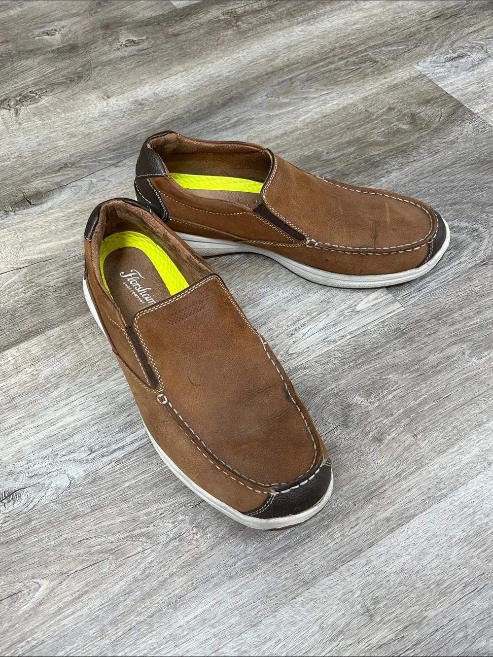 Florsheim Men’s Brown Leather Slip-On Loafers - Picture 1 of 8